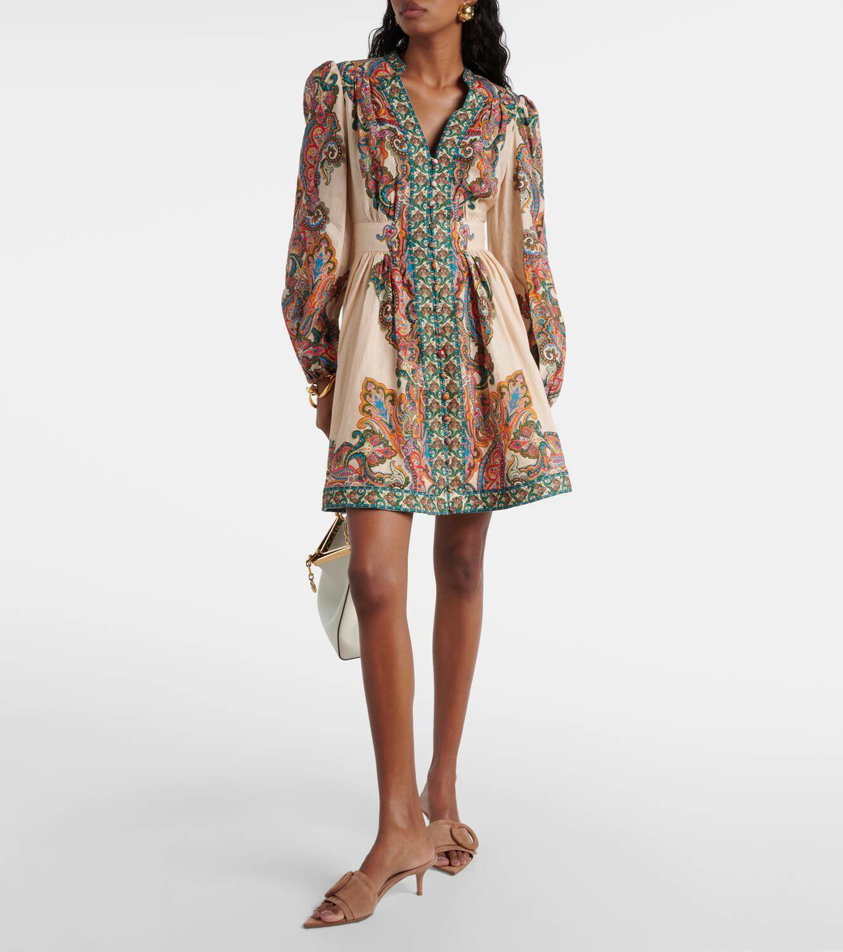 ZIMMERMANN オッティ ペイズリー リネン カフタン Zimmermann Ottie Eyelet paisley linen minidress Zimmermann
