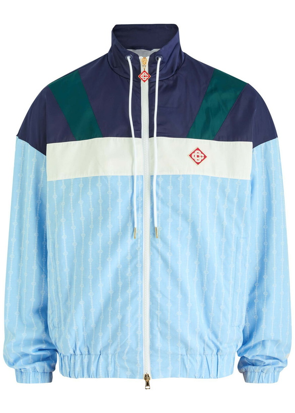 Photo: Casablanca Panelled Jacquard Cotton-blend Track Jacket Blue
