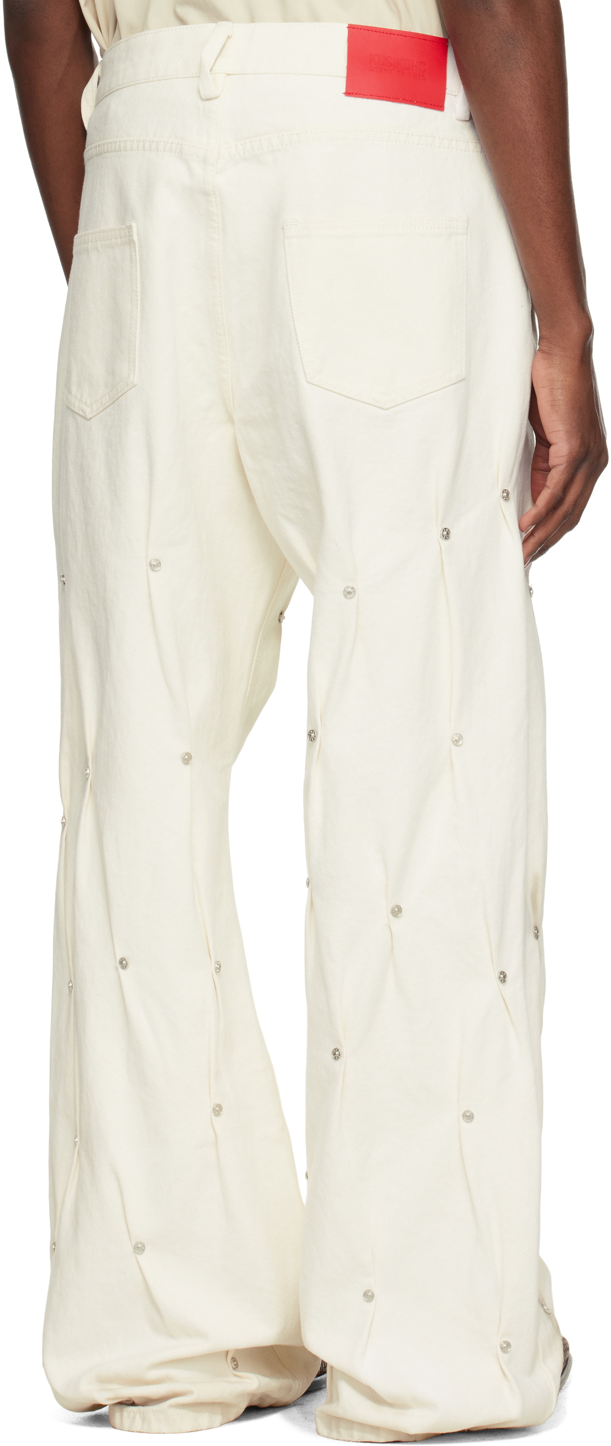 KUSIKOHC White Multi Rivet Burn Jeans