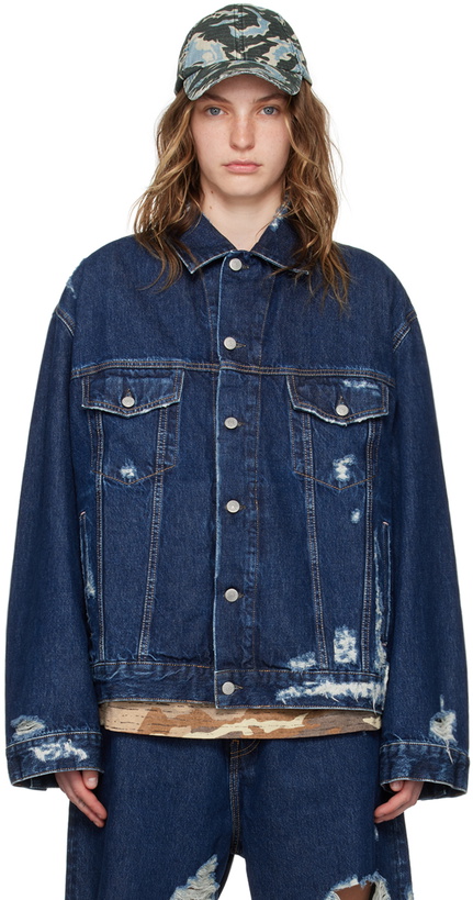 Photo: Acne Studios Navy Distressed Denim Jacket