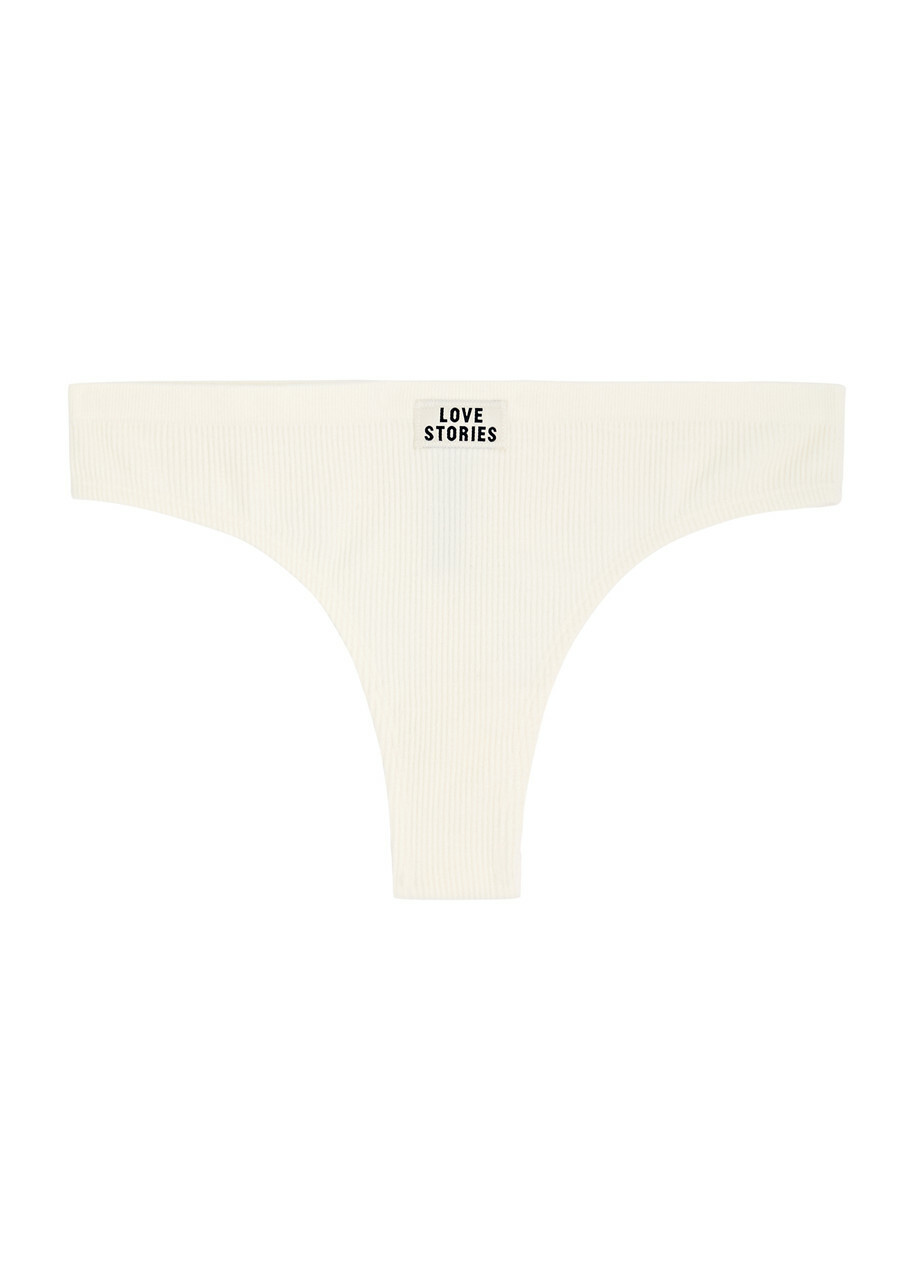 Love Stories Lima Ribbed Cotton-blend Thong Off White
