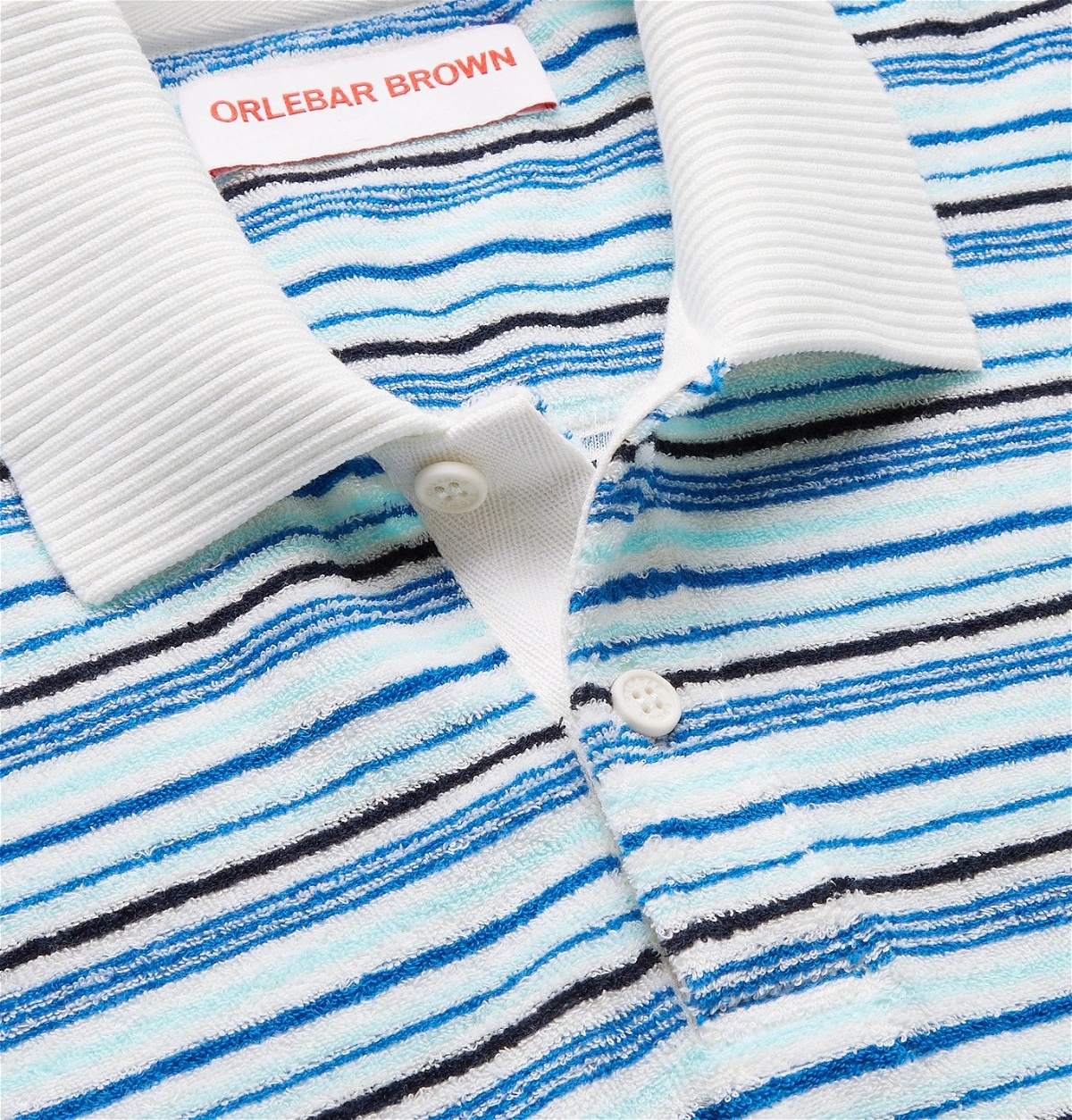ORLEBAR BROWN - Jarrett Striped Cotton-Terry Polo Shirt - Blue Orlebar ...