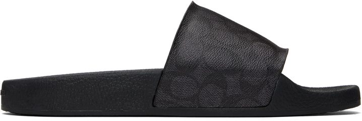 Photo: Coach 1941 Black Coated Canvas Pool Slides