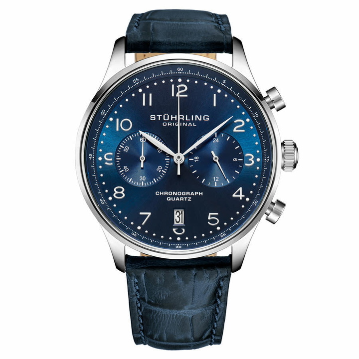 Photo: Stuhrling Original Monaco Chronograph Quartz Blue Dial Mens Watch M17970
