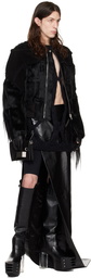 Rick Owens Black Cropped Shearling Jacket