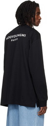 WOOYOUNGMI Black Long-Sleeve Back Logo T-shirt