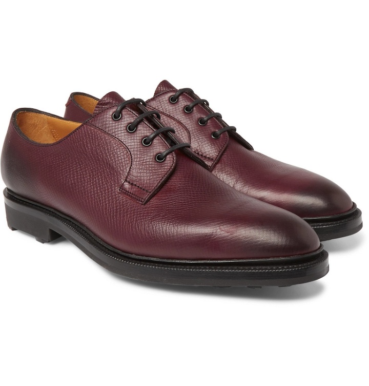Photo: Edward Green - Caudale Textured-Leather Derby Shoes - Burgundy
