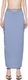 Pushbutton Blue Lace Layered Maxi Skirt