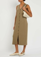 Vince Ribbed Stretch-knit Midi Dress Beige