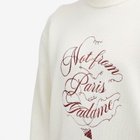 Drôle de Monsieur Men's Not From Paris Madame Caligraphy Crew Knit in Cream