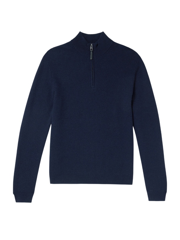 Photo: BOGNER - Derek-1 Virgin Wool and Cashmere-Blend Half-Zip Ski Midlayer - Blue