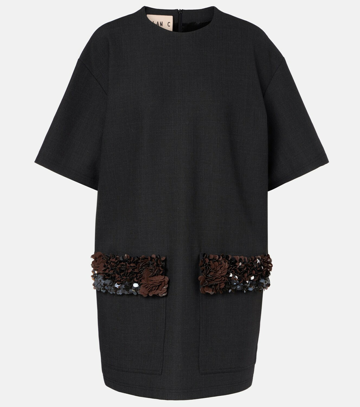 Plan C Sequined wool-blend minidress