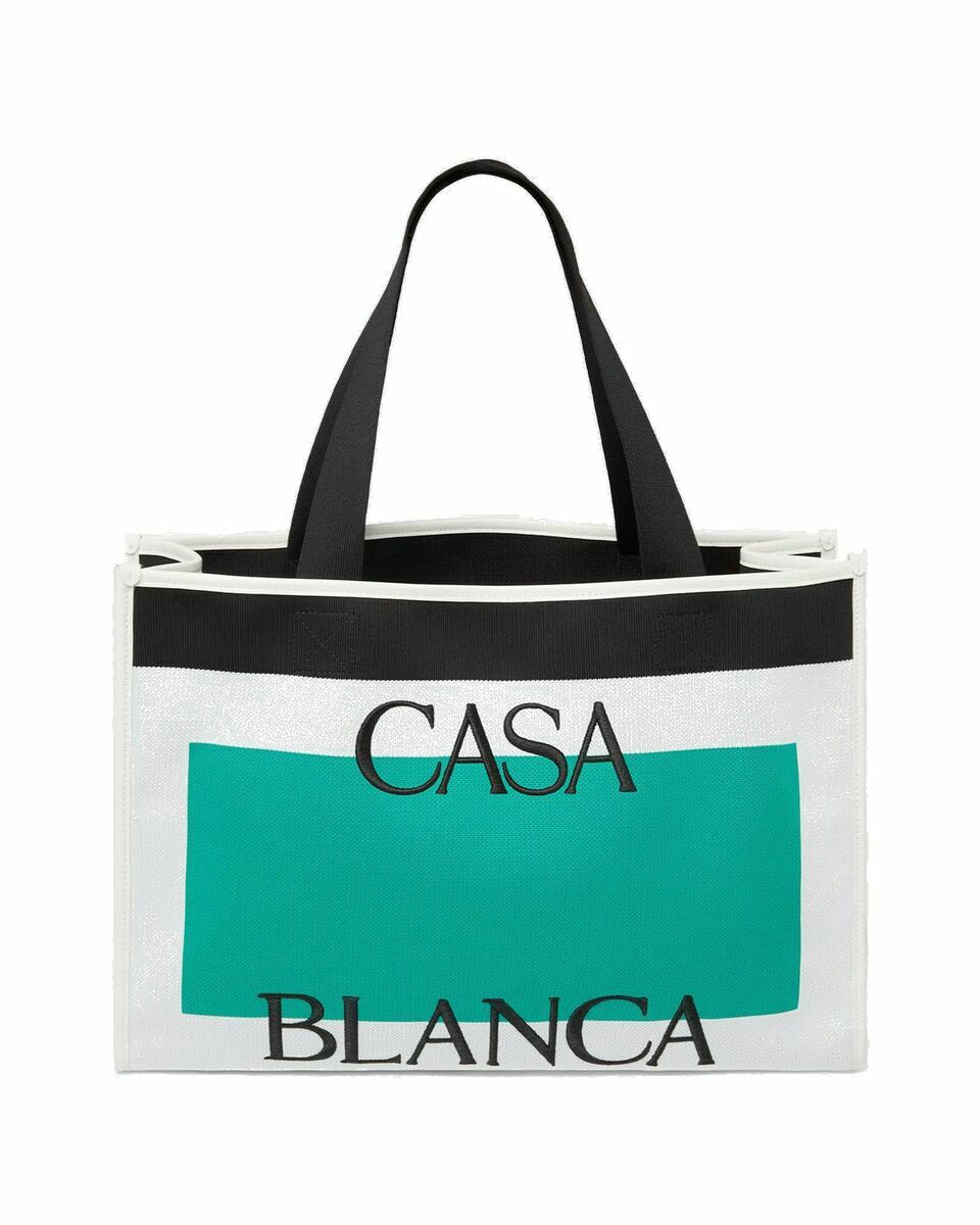 Photo: Casablanca Knitted Shopper Green/White - Mens - Tote & Shopping Bags