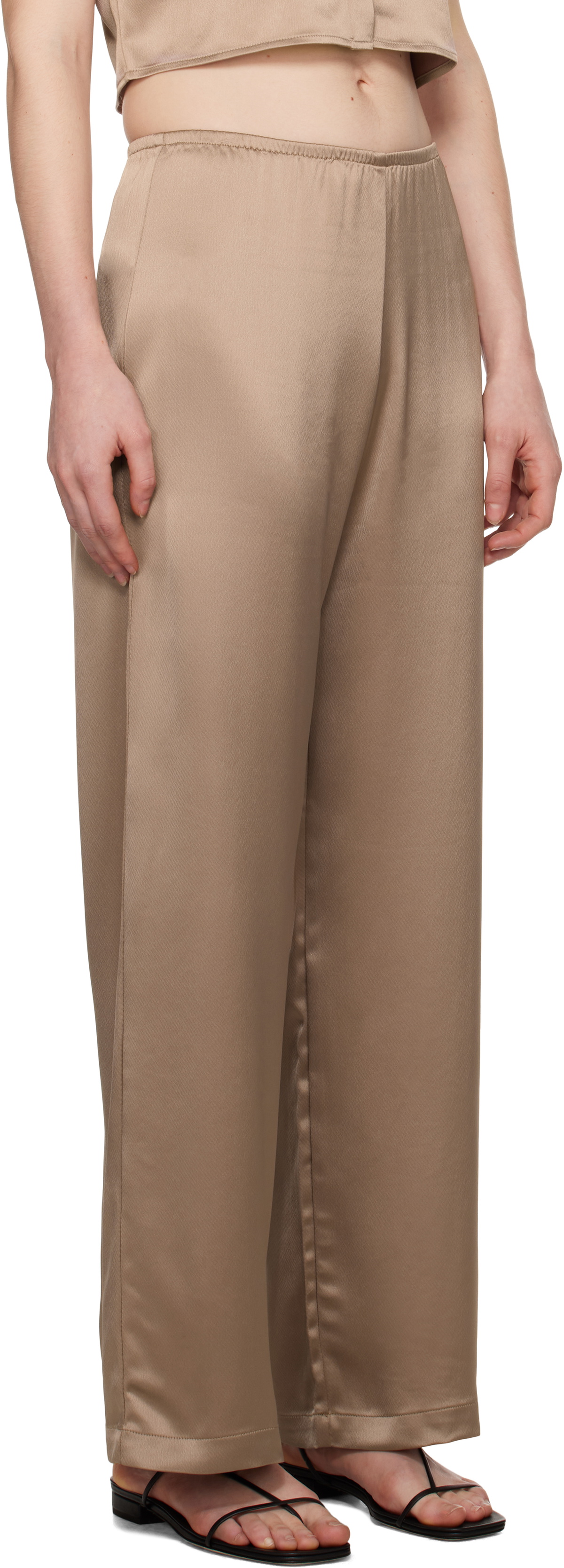 LESET Brown Barb Wide Leg Lounge Pants