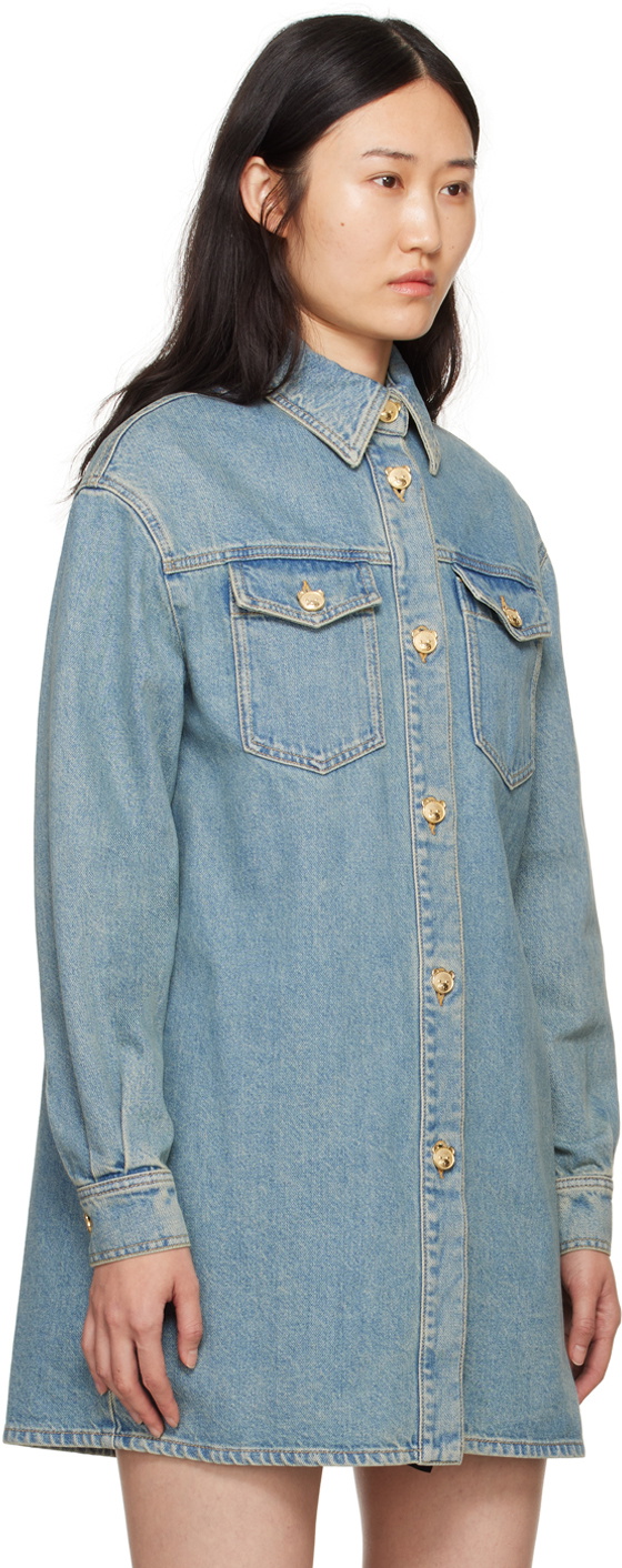 Moschino Blue Teddy Bear Denim Shirt