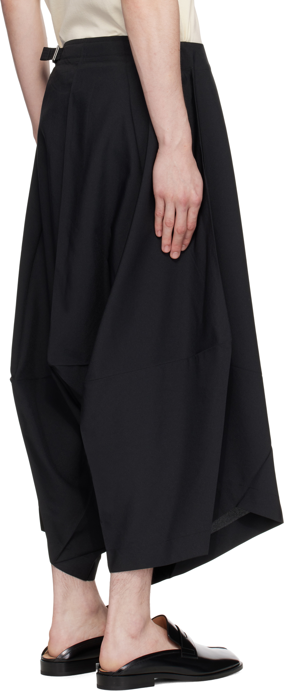 132 5. ISSEY MIYAKE Black Unified Half Cubes Trousers