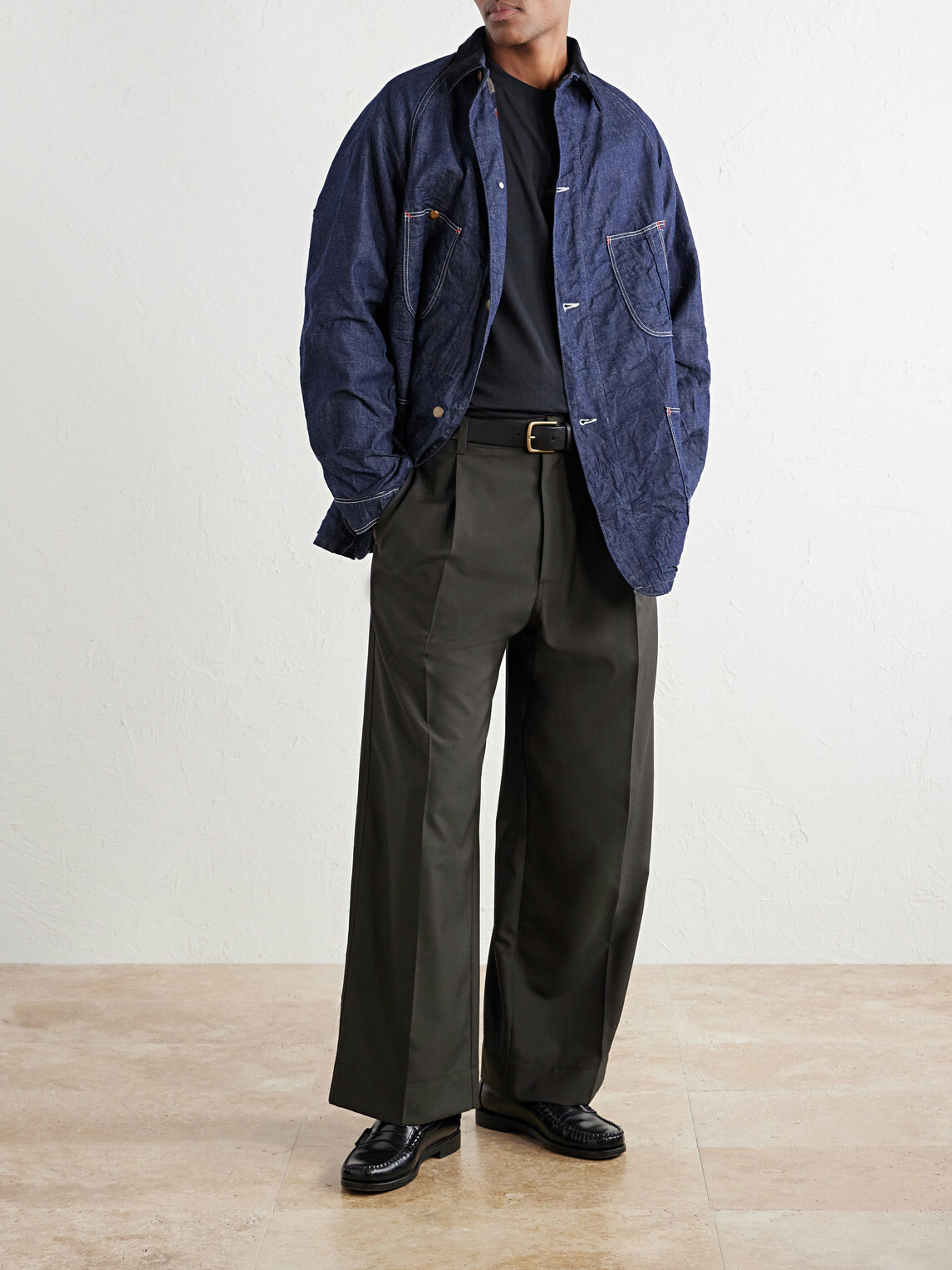 OrSlow - Corduroy-Trimmed Denim Jacket - Blue