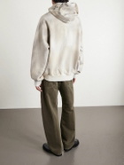 Satoshi Nakamoto - Cargo Oversized Distressed Logo-Print Cotton-Jersey Hoodie - White