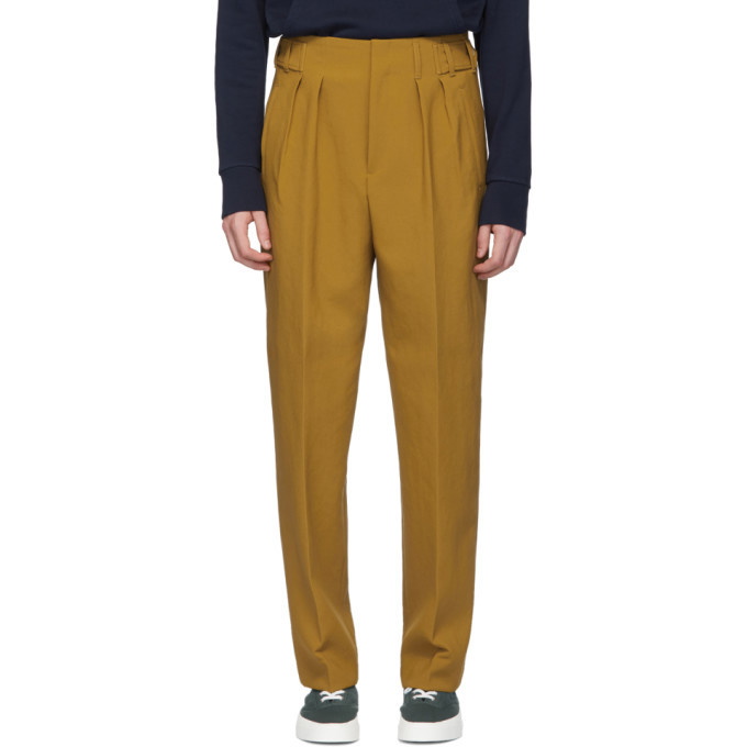 Photo: Maison Kitsune Tan Pleated Trousers