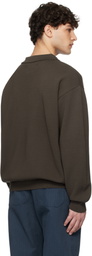 Uniform Bridge Brown Collar L/S Knit Polo