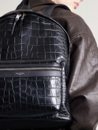 SAINT LAURENT - City Croc-Effect Leather Backpack