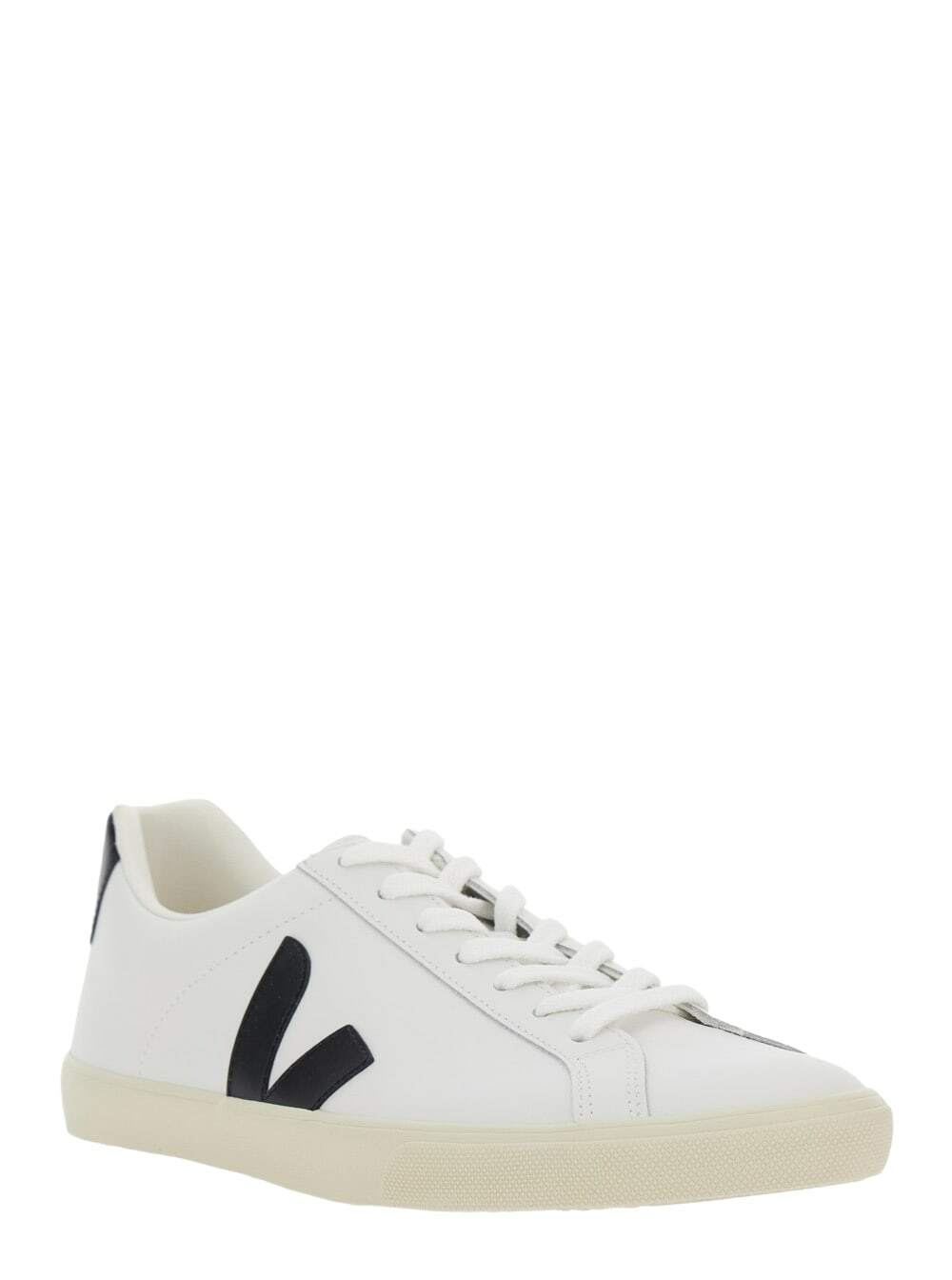 Veja esplar White Low Top Sneakers With Contrasting Heel With Logo Lettering And Logo Patch On The Side In Leather Unisex