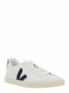 Veja esplar White Low Top Sneakers With Contrasting Heel With Logo Lettering And Logo Patch On The Side In Leather Unisex