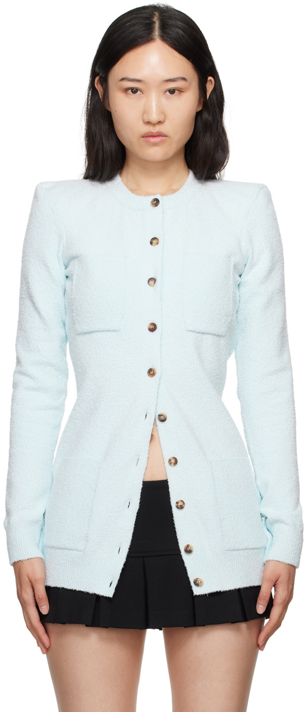 WARDROBE.NYC Blue Padded Shoulder Cardigan