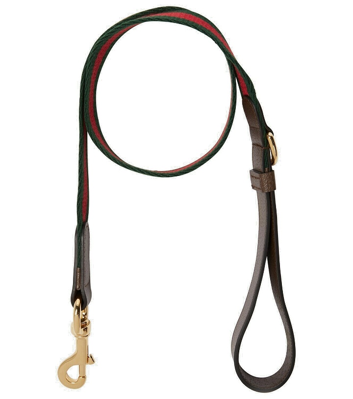 Photo: Gucci - Web Stripe L faux leather dog leash