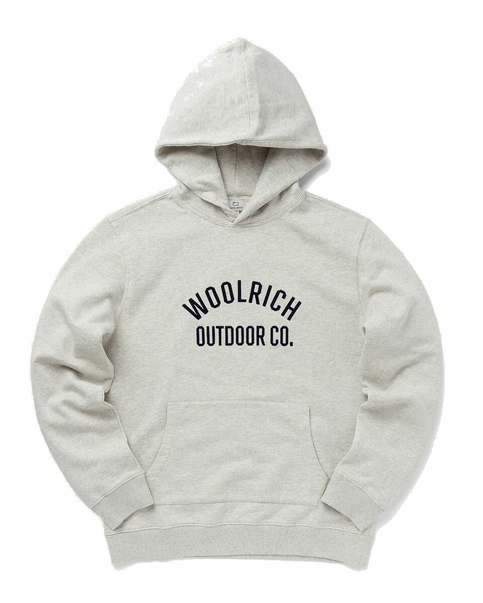 Photo: Woolrich Organic Cotton Script Hoodie Grey - Mens - Hoodies