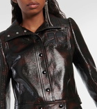 Courrèges Tortoise-printed cotton-blend biker jacket