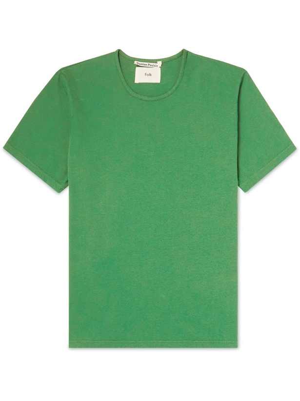 Photo: Folk - Damien Poulain Everyday Logo-Appliquéd Organic Cotton-Jersey T-Shirt - Green