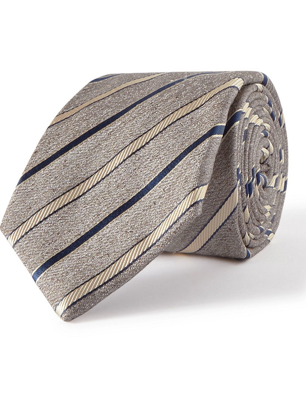 Photo: Canali - 8cm Striped Textured Silk-Jacquard Tie