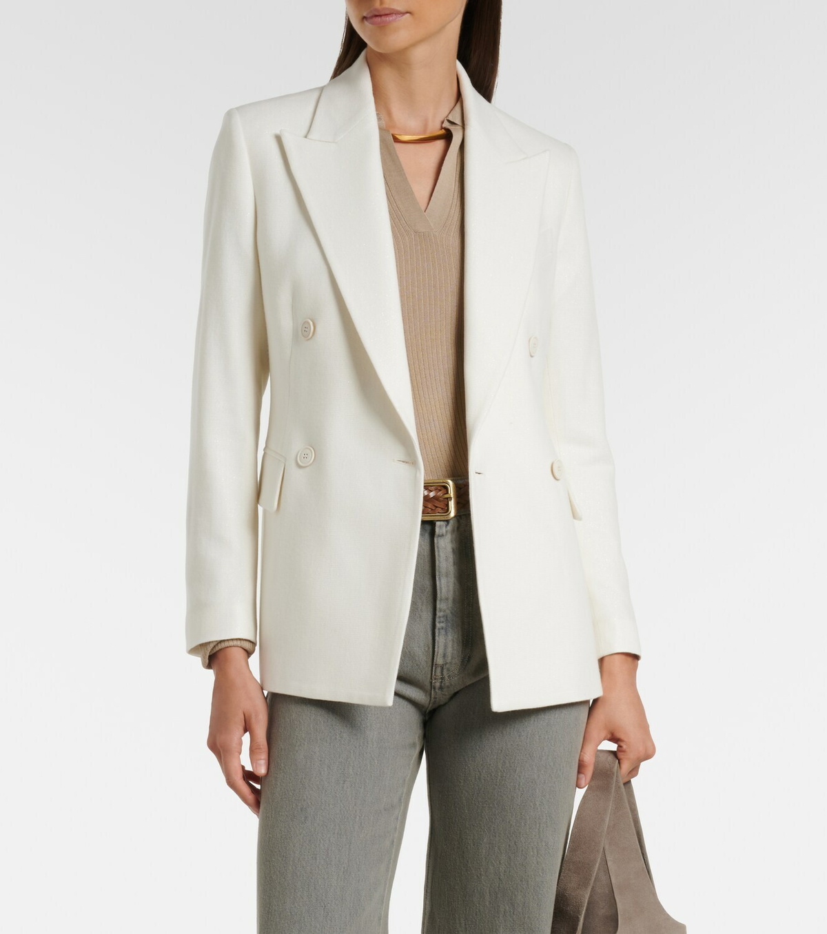 Eleventy Double-breasted wool and cashmere blazer