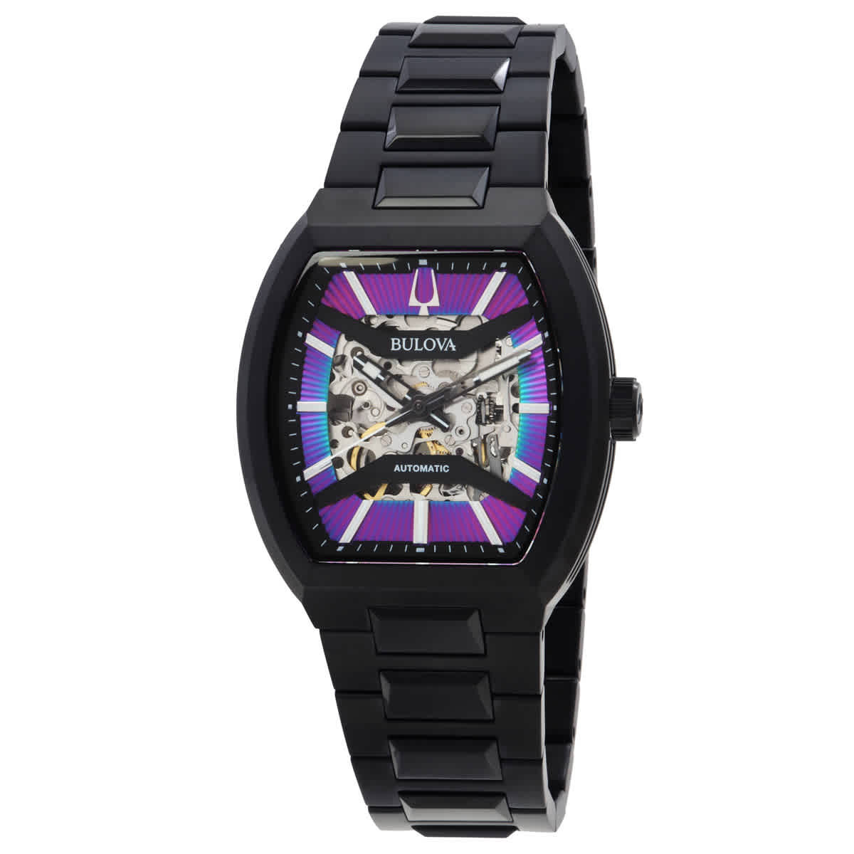 Bulova Maquina Automatic Rainbow Semi-Skeleton Dial Mens Watch 98A320