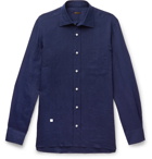 Rubinacci - Slim-Fit Cutaway-Collar Linen Shirt - Men - Navy