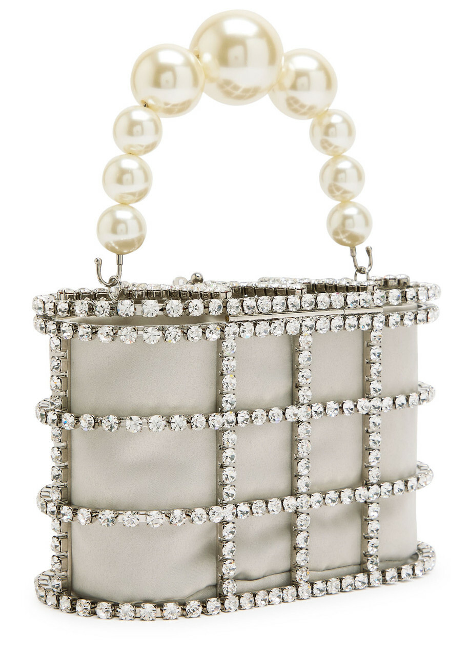 Rosantica Holli Crystal-embellished Satin top Handle bag - Silver - One Size