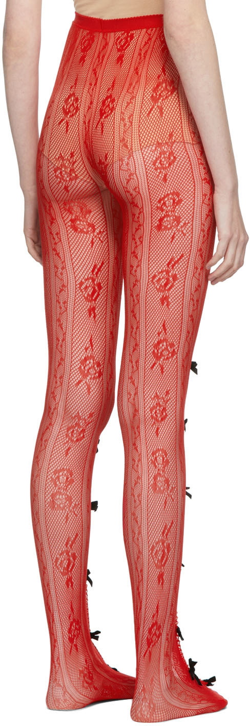 Tights with bow for girls colour red