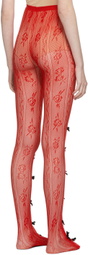 Nodress Red Fishnet Bow Tights