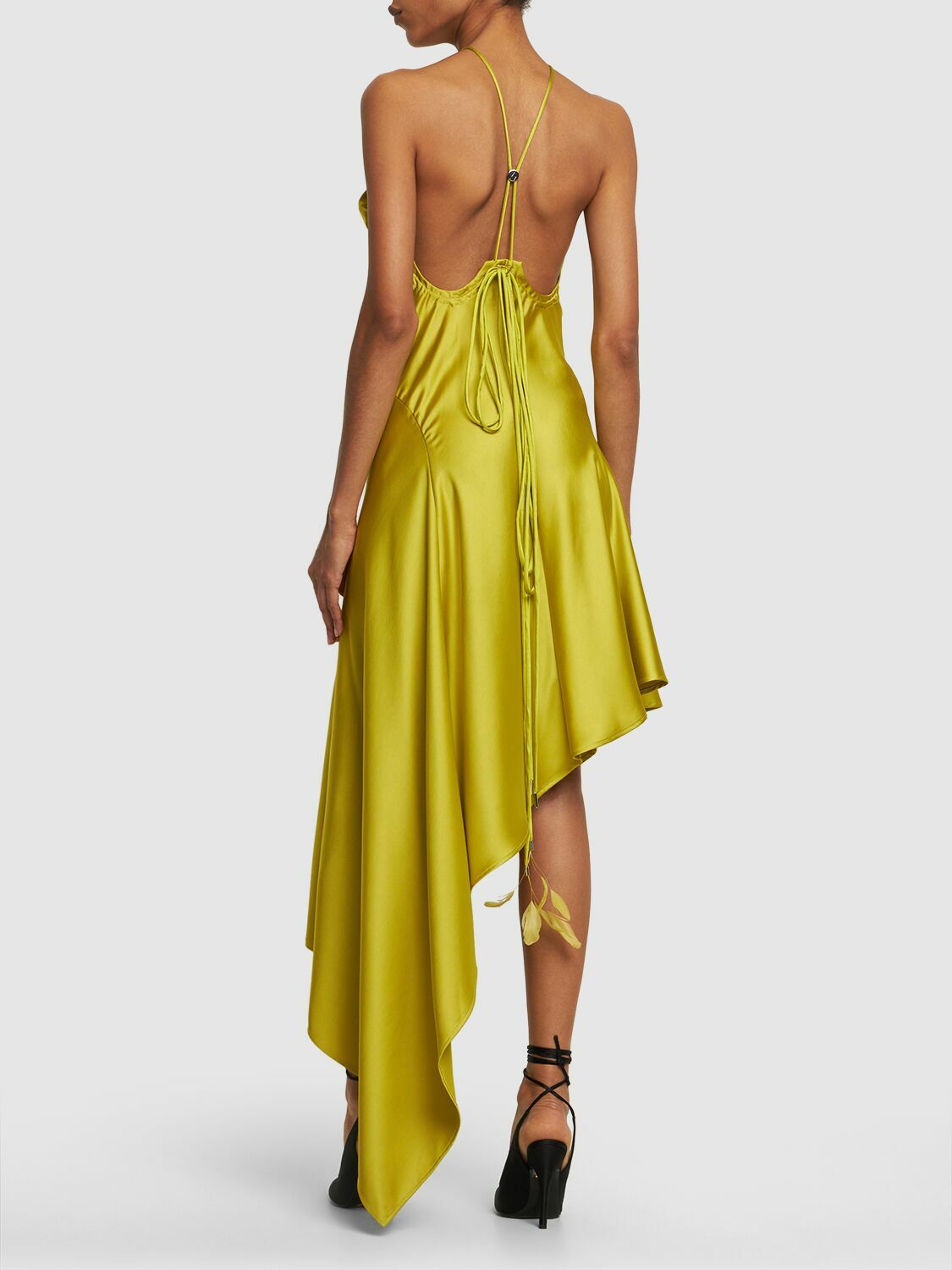 THE ATTICO - Fluid Satin Halter Neck Midi Dress The Attico