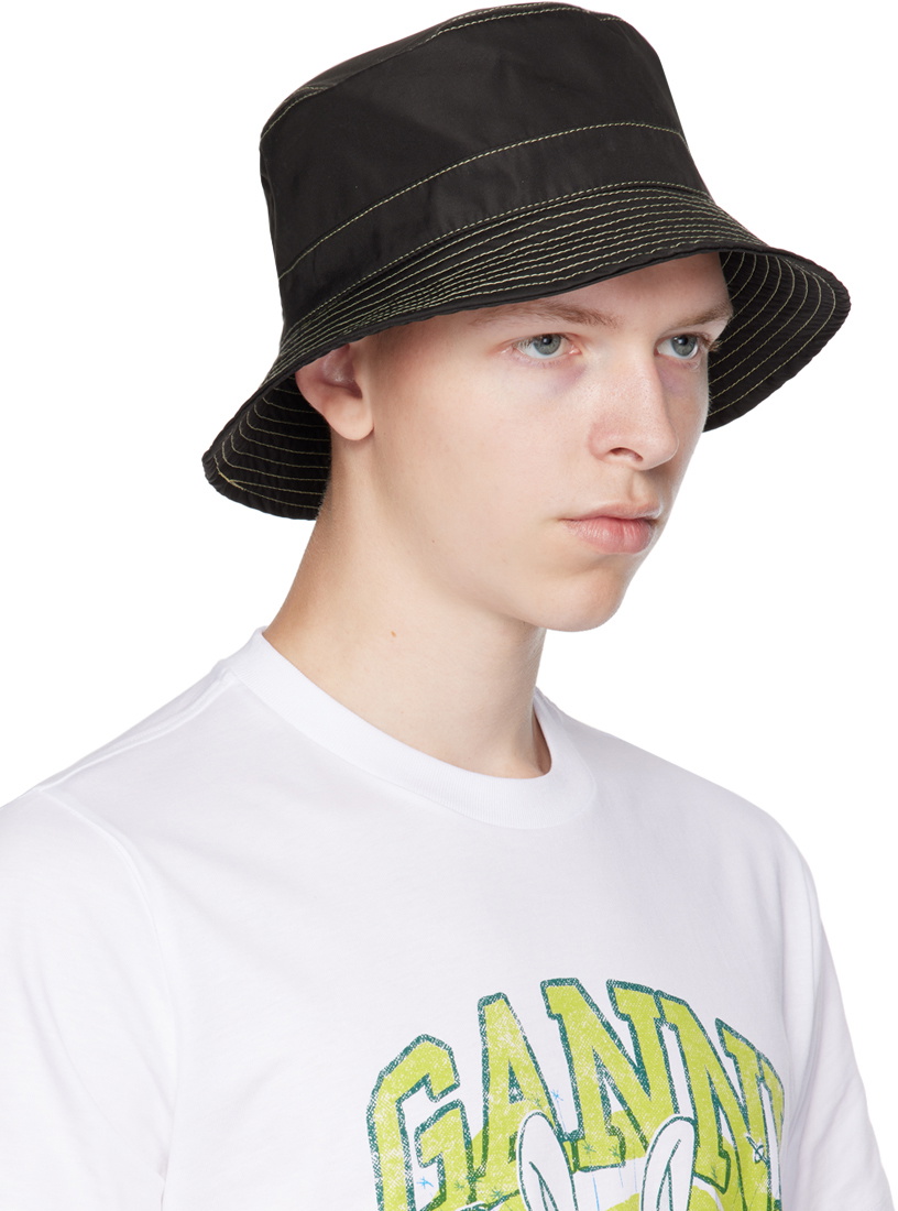 GANNI Black Stitch Bucket Hat GANNI