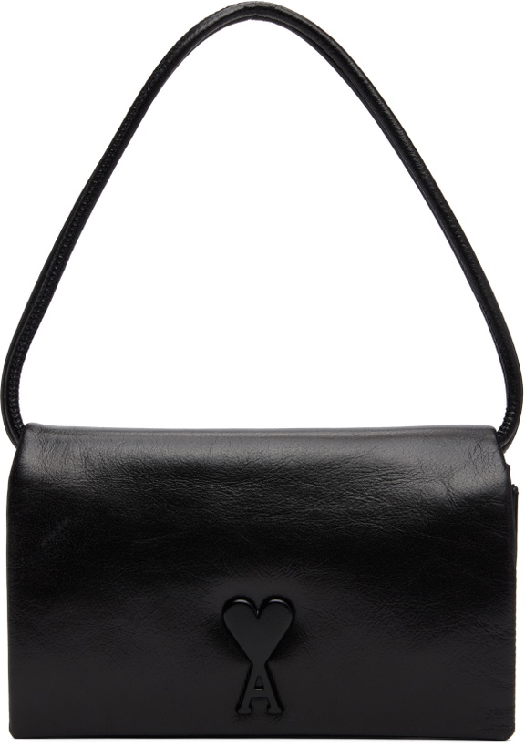 Photo: AMI Paris Black Voulez-Vous Wallet On Strap Bag