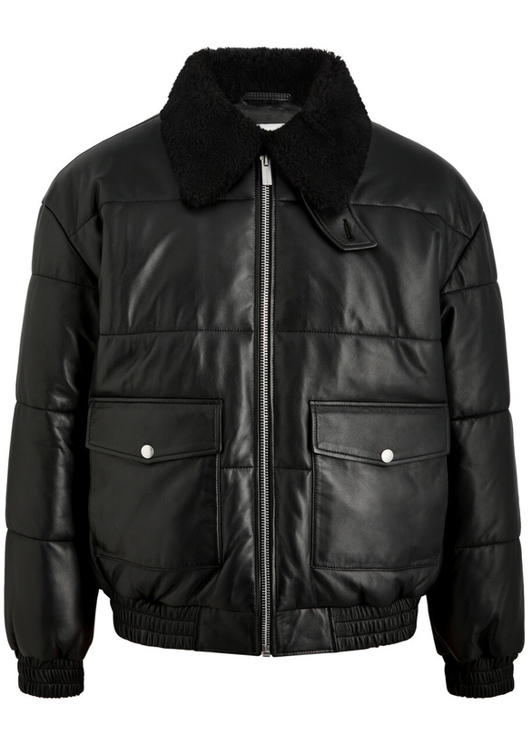Photo: DRÔLE DE Monsieur Le Blouson Cuir Quilted Leather Bomber Jacket Black