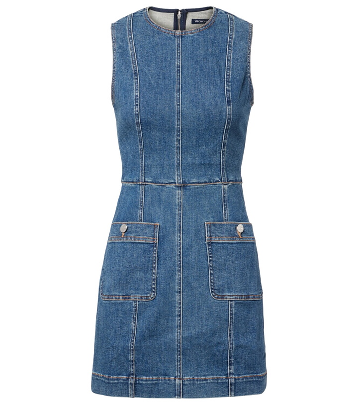 white christmas dresses Veronica Beard Raymond Denim Mini Dress | Midnight Wash