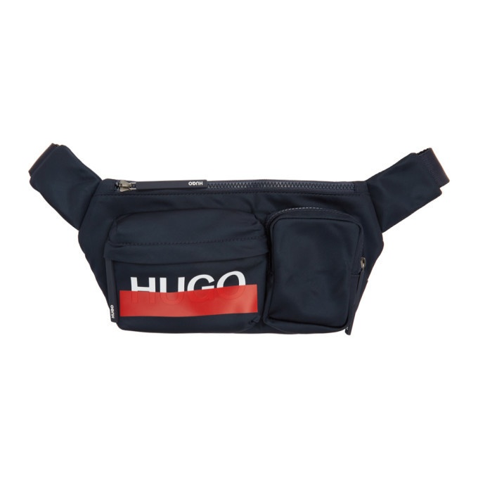 Photo: Hugo Navy Logo Multi-Pocket Belt Bag