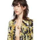 Versace Black and Yellow Heritage Stamp Deep-V Bodysuit
