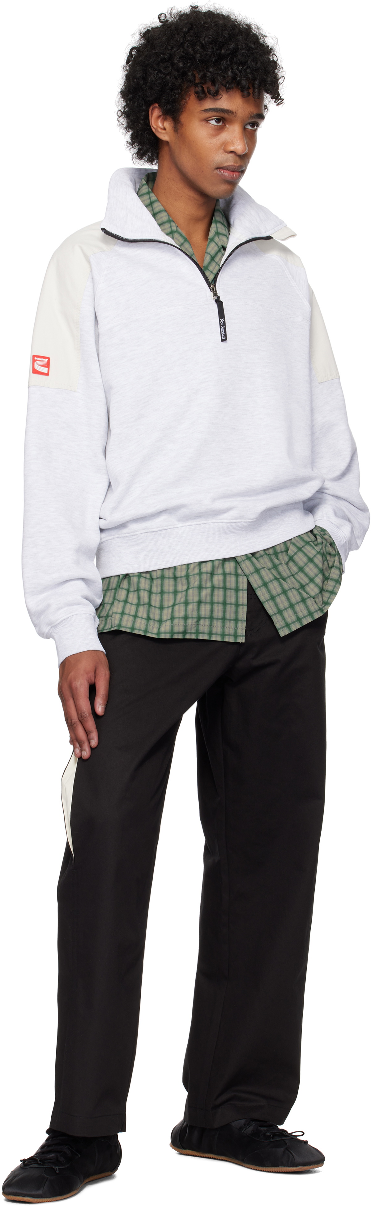 Kijun Gray & Beige Half Zip-Up Sweatshirt