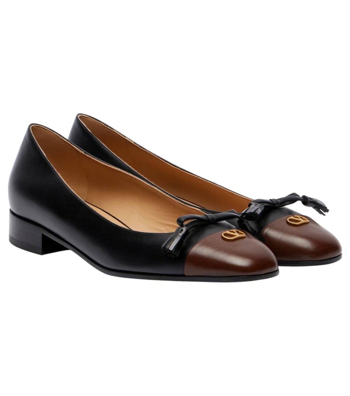 Valentino Garavani Two-tone Lace And Leather Foliefoliage