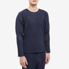 Homme Plissé Issey Miyake Men's Pleated Long Sleeve T-Shirt in Navy