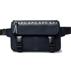 A.P.C. - Savile Logo-Print Tape-Trimmed Tech-Canvas Belt Bag - Blue